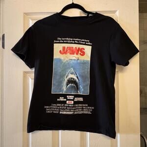 Jaws Movie Poster Graphic Black T-Shirt Size S